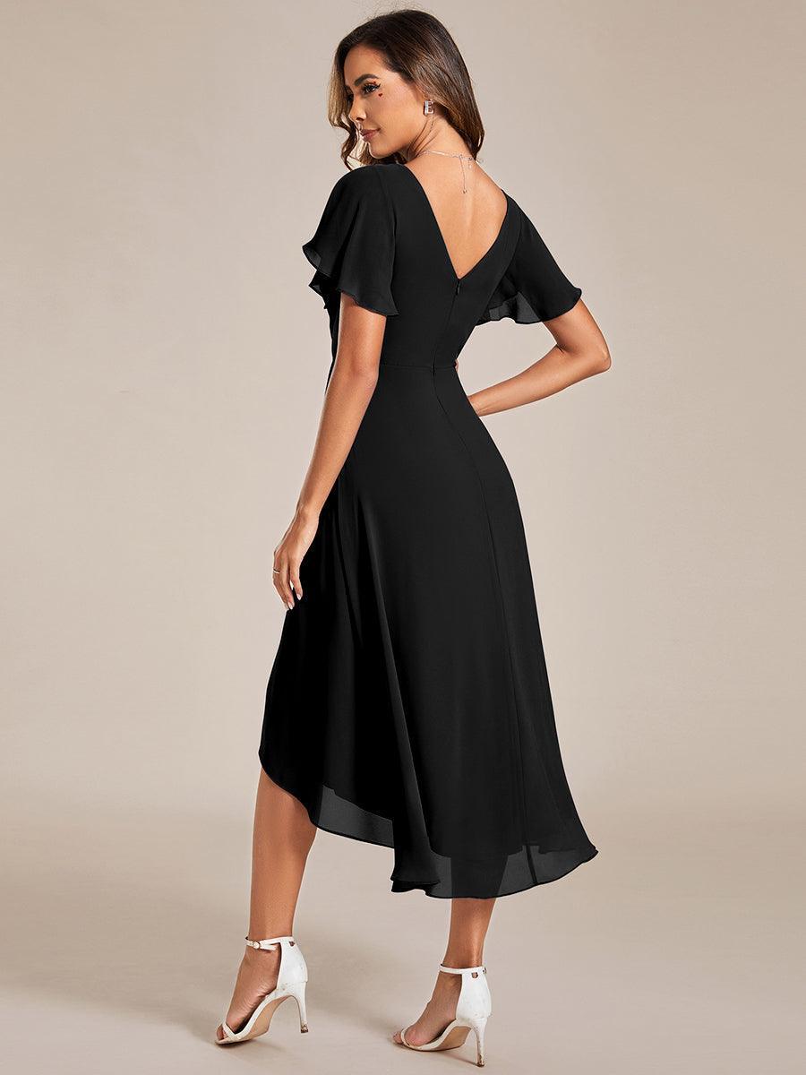 Elegant V-Neck Flowy Wedding Guest Dress
