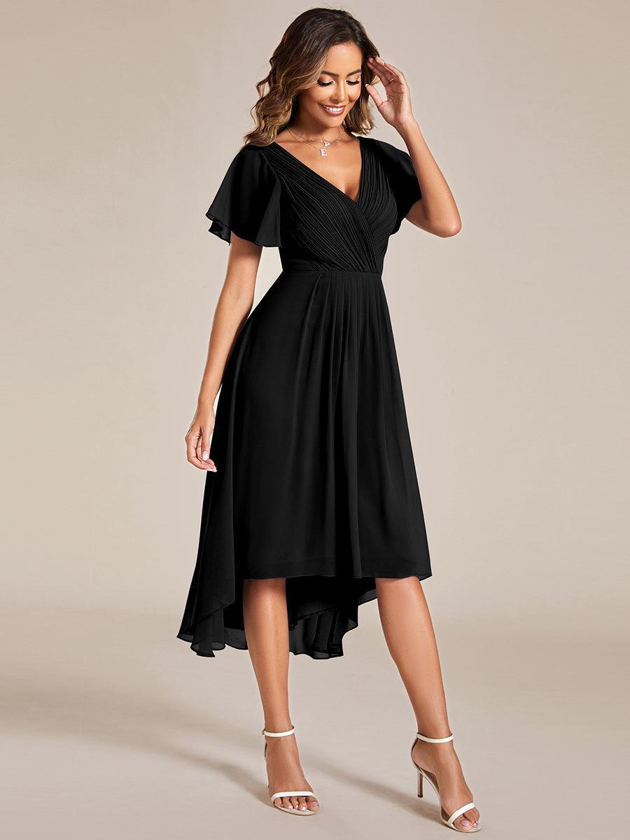Elegant V-Neck Flowy Wedding Guest Dress