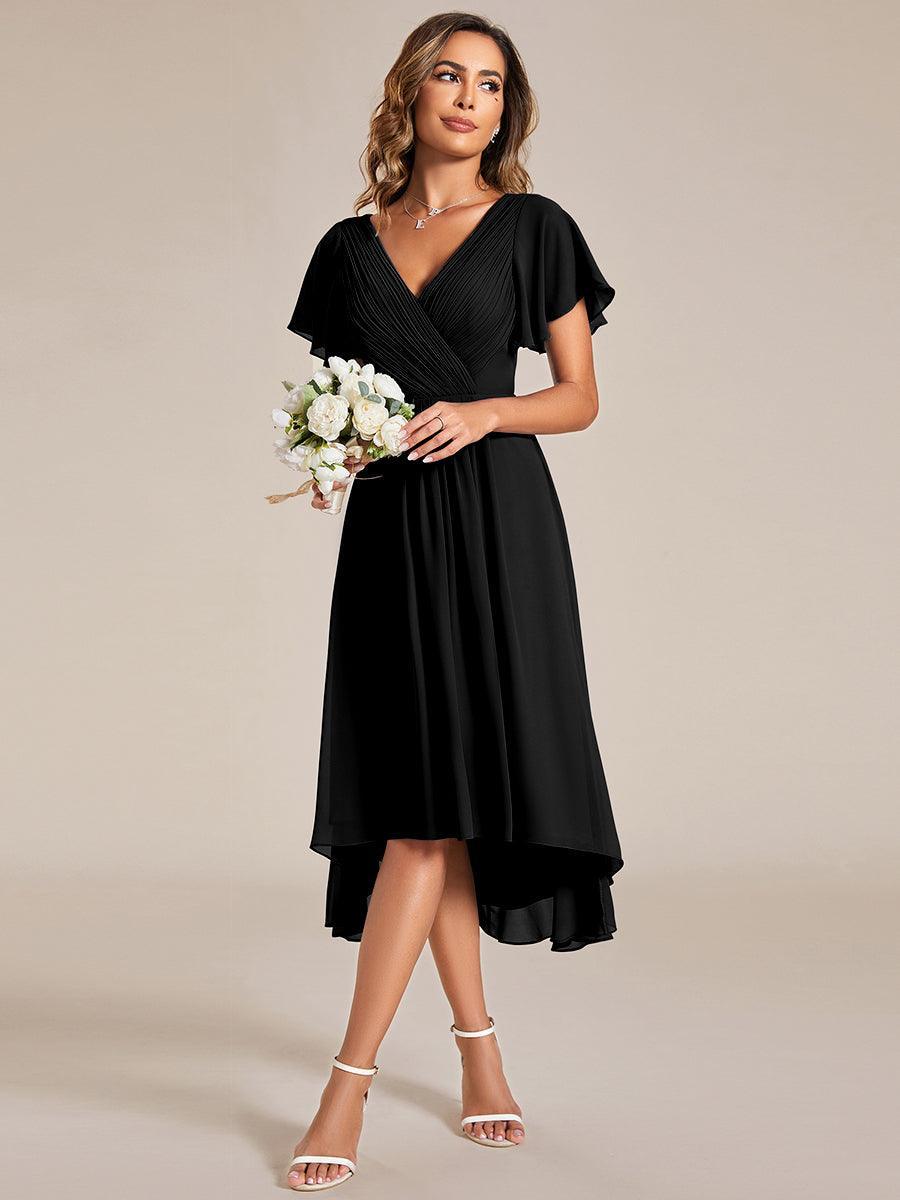 Elegant V-Neck Flowy Wedding Guest Dress