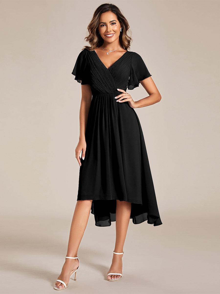 Elegant V-Neck Flowy Wedding Guest Dress