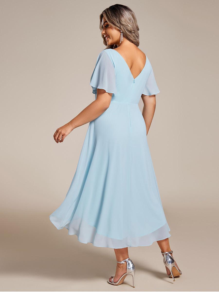 Elegant V-Neck Flowy Wedding Guest Dress