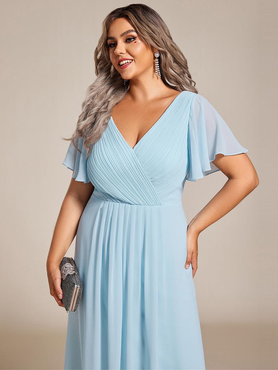 Elegant V-Neck Flowy Wedding Guest Dress