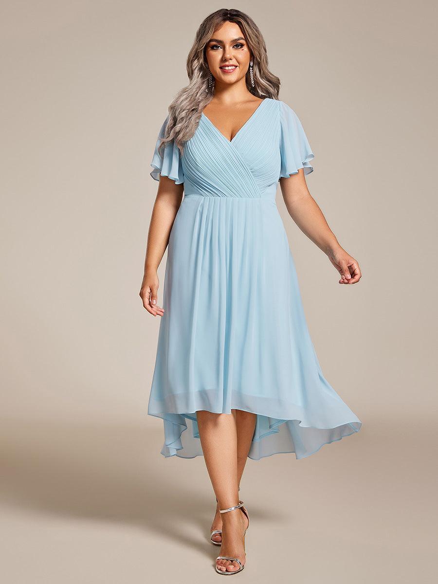 Elegant V-Neck Flowy Wedding Guest Dress