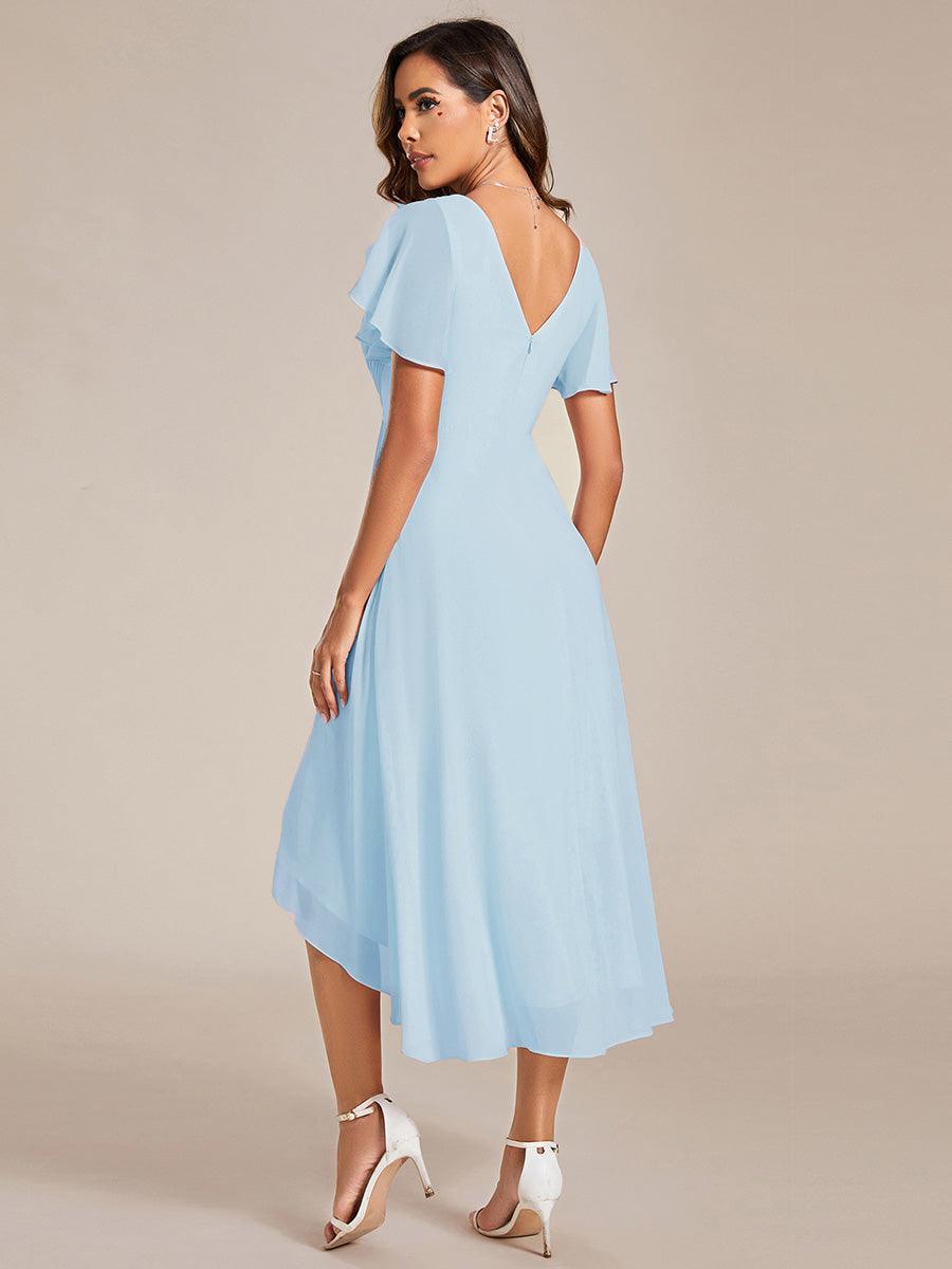 Elegant V-Neck Flowy Wedding Guest Dress