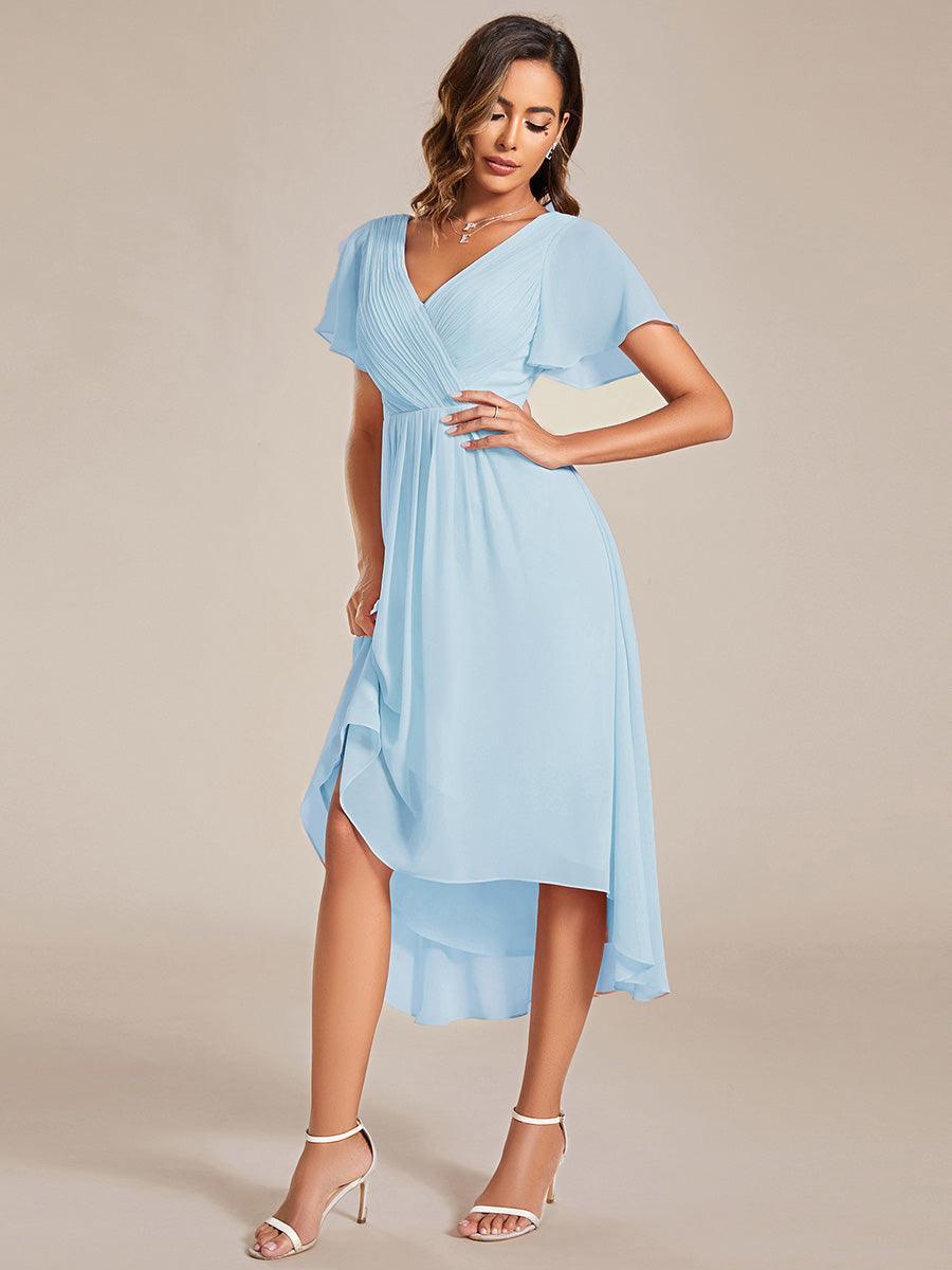 Elegant V-Neck Flowy Wedding Guest Dress