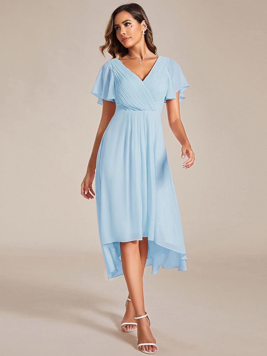 Elegant V-Neck Flowy Wedding Guest Dress