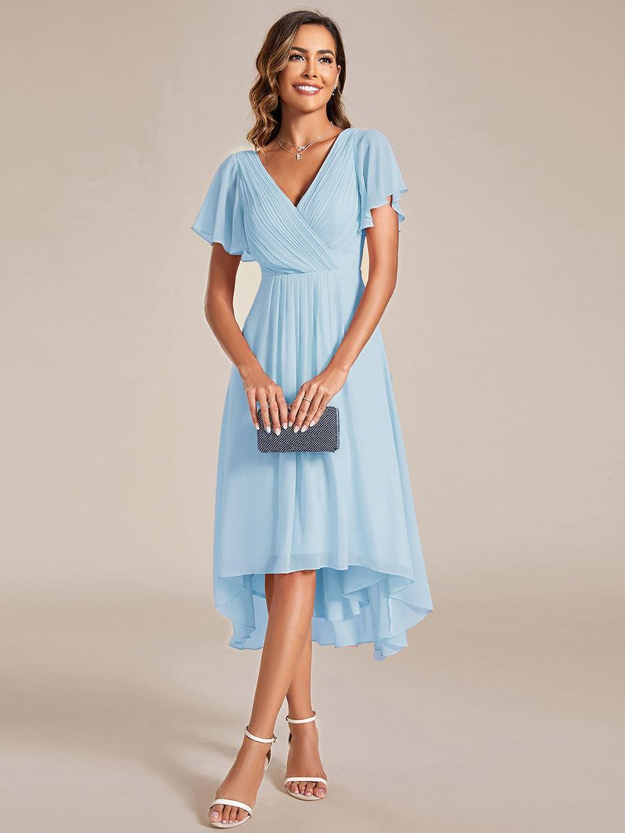 Elegant V-Neck Flowy Wedding Guest Dress