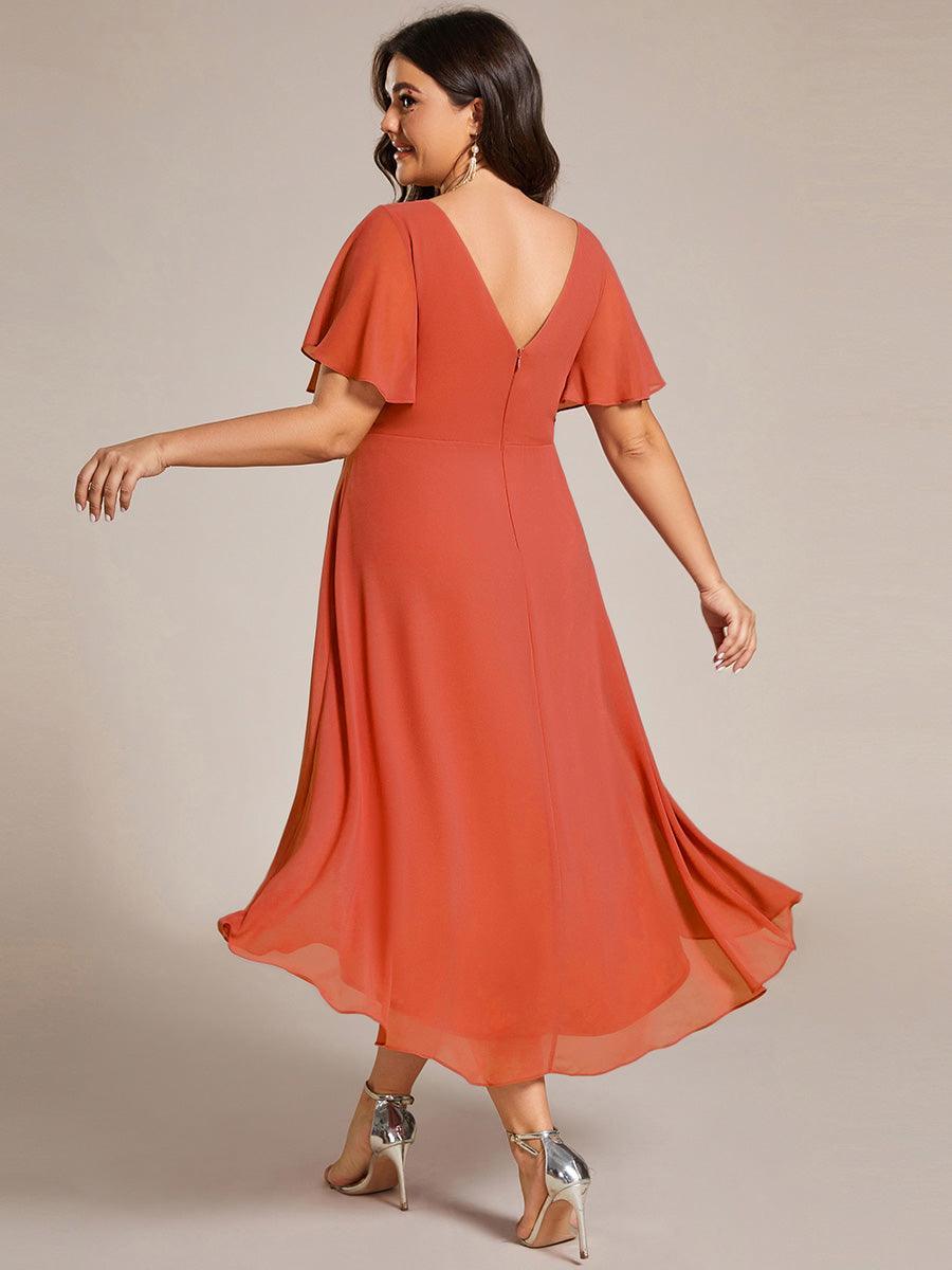 Elegant V-Neck Flowy Wedding Guest Dress