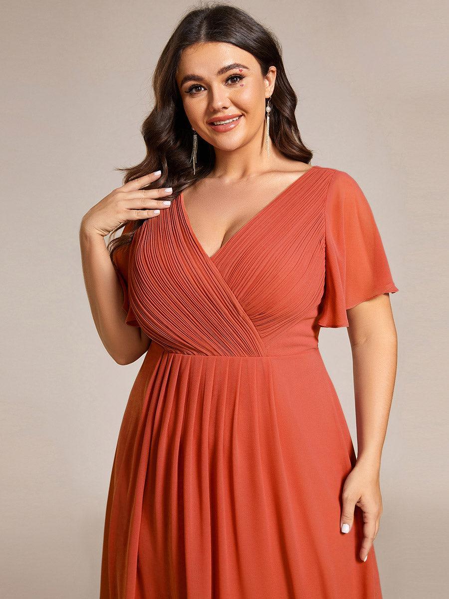 Elegant V-Neck Flowy Wedding Guest Dress