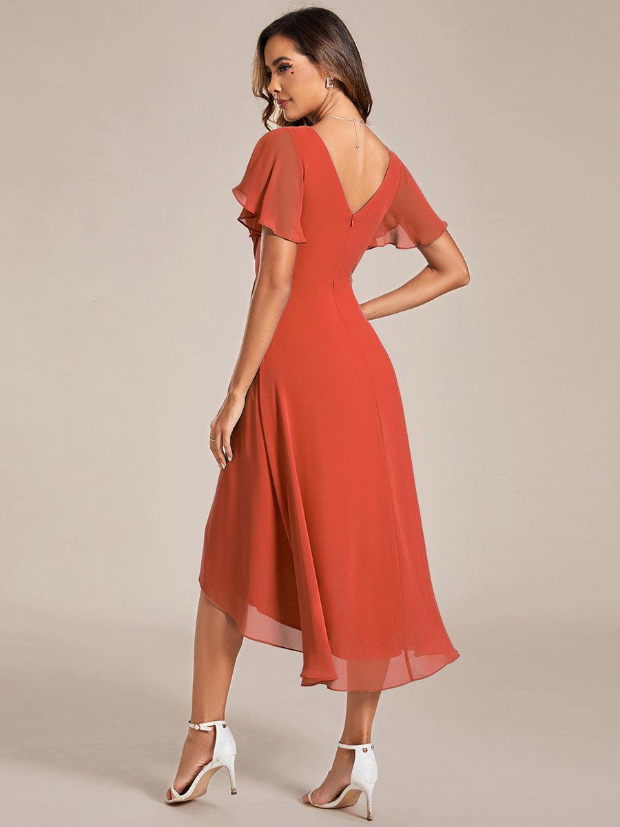 Elegant V-Neck Flowy Wedding Guest Dress