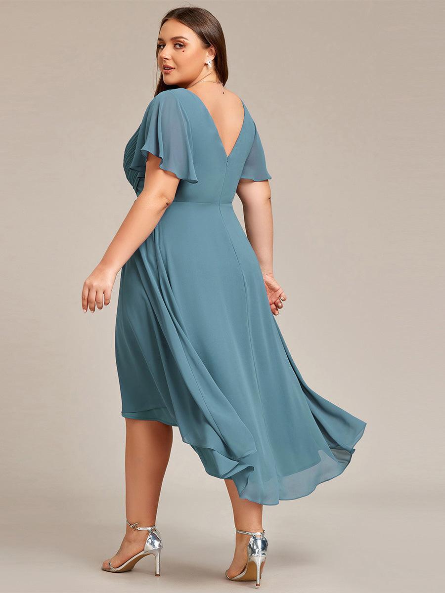 Elegant V-Neck Flowy Wedding Guest Dress