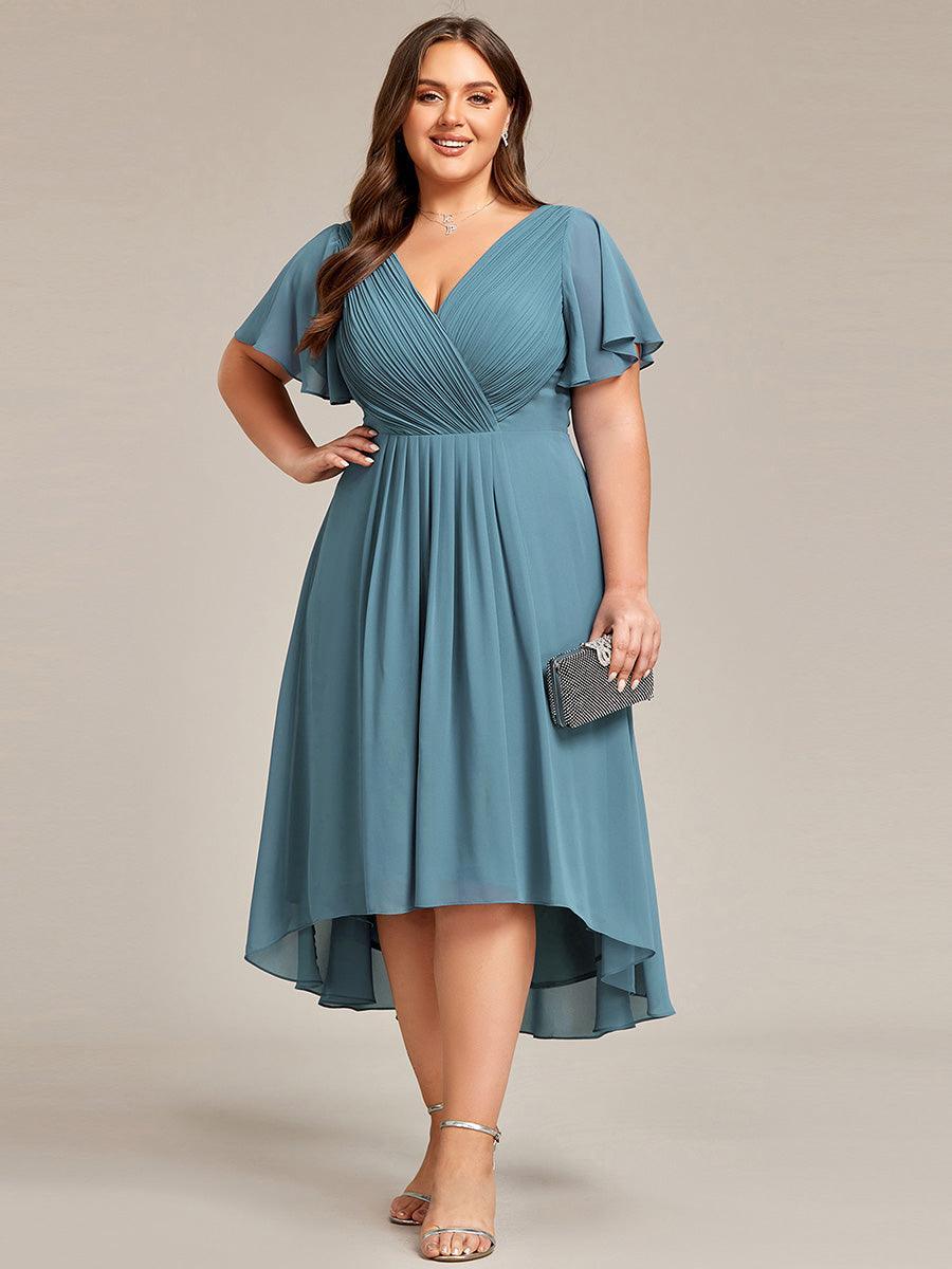 Elegant V-Neck Flowy Wedding Guest Dress