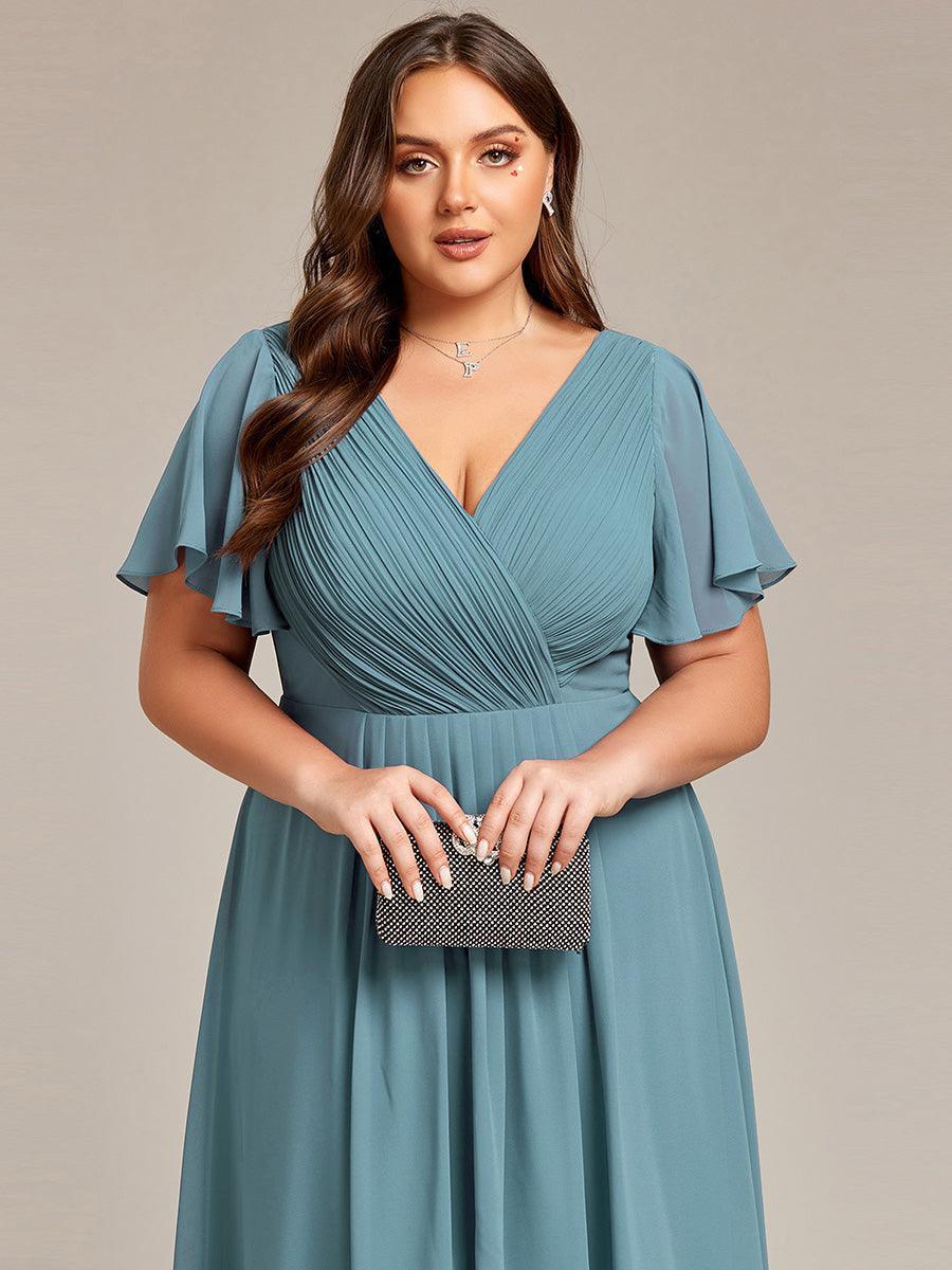 Elegant V-Neck Flowy Wedding Guest Dress