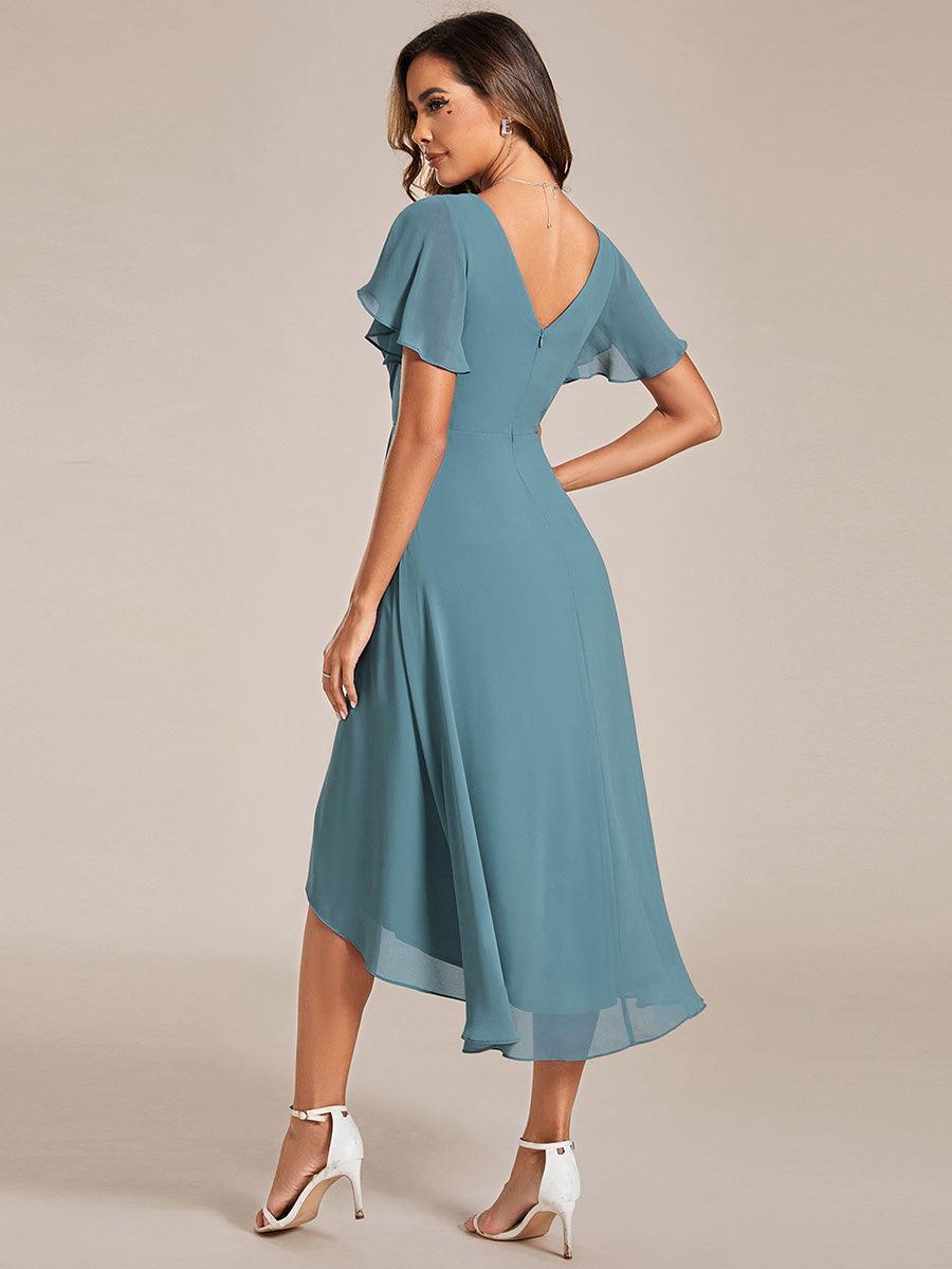 Elegant V-Neck Flowy Wedding Guest Dress