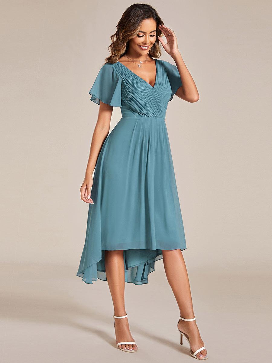 Elegant V-Neck Flowy Wedding Guest Dress