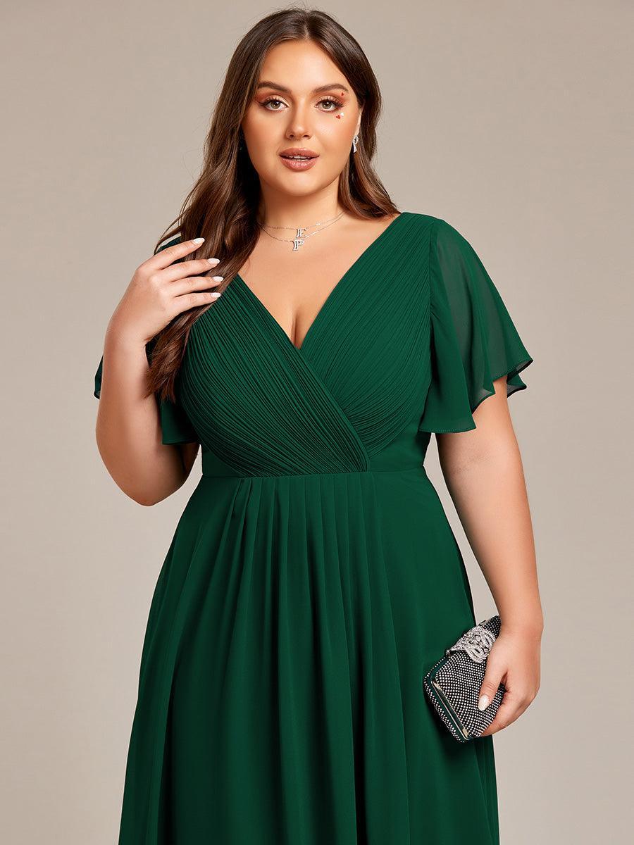 Elegant V-Neck Flowy Wedding Guest Dress