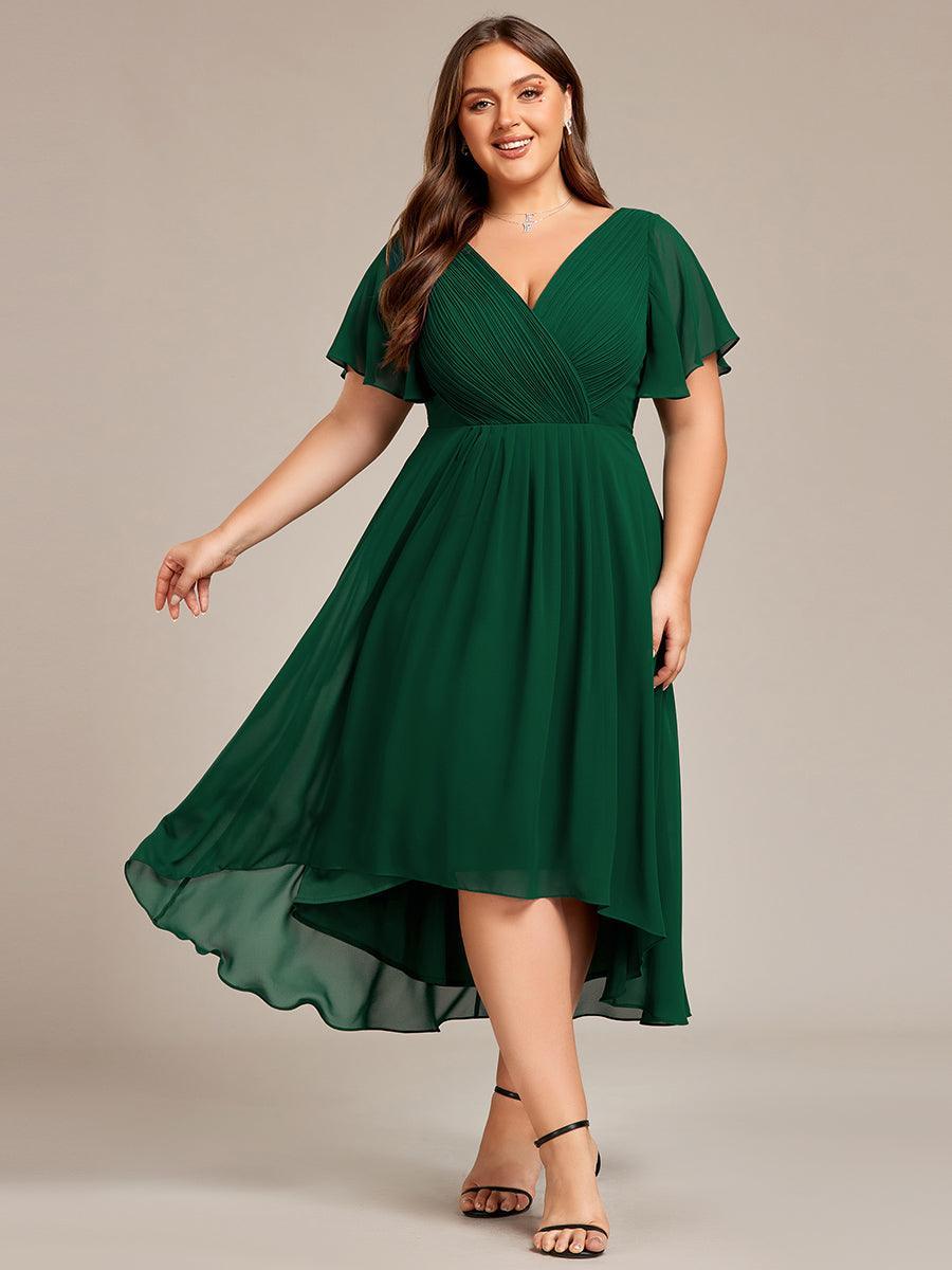 Elegant V-Neck Flowy Wedding Guest Dress