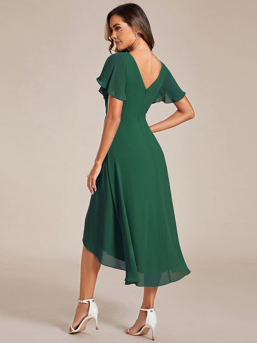 Elegant V-Neck Flowy Wedding Guest Dress