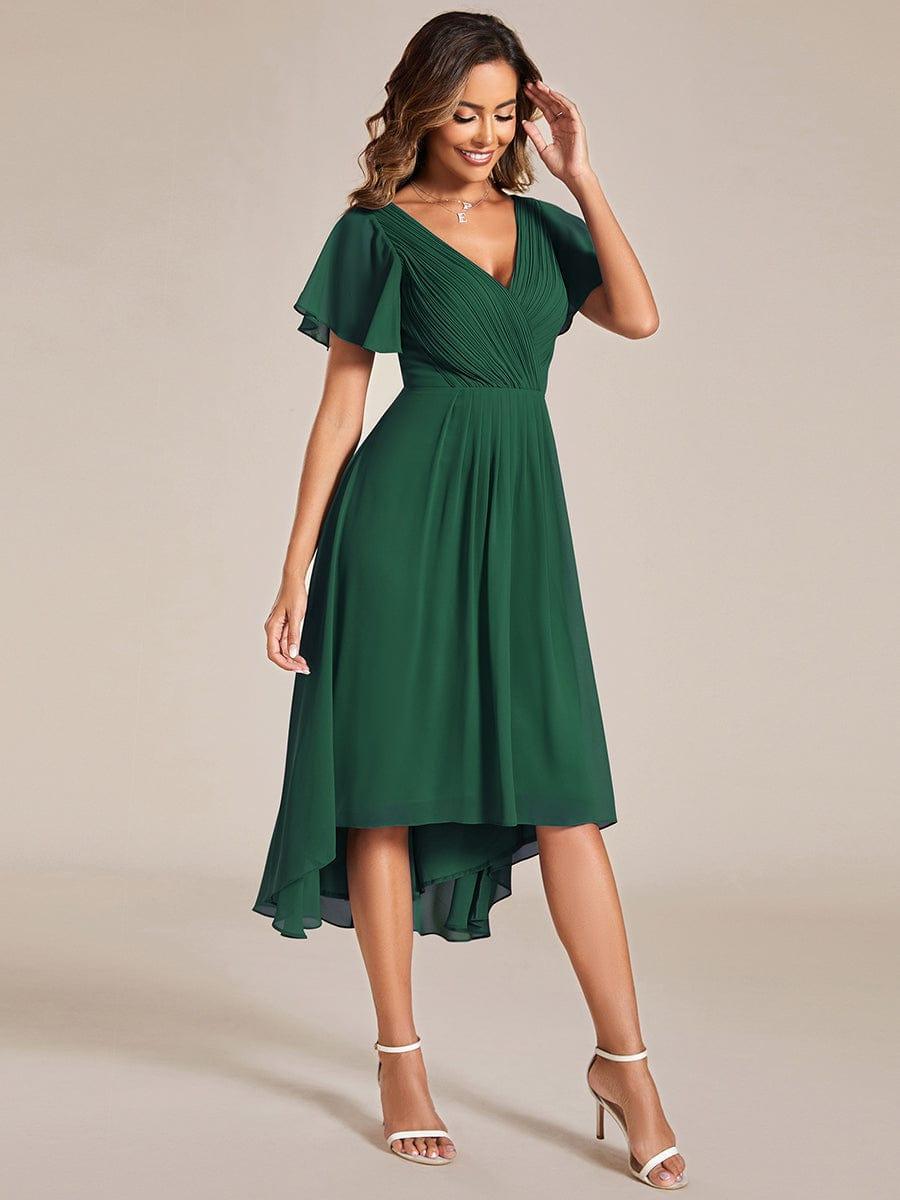 Elegant V-Neck Flowy Wedding Guest Dress