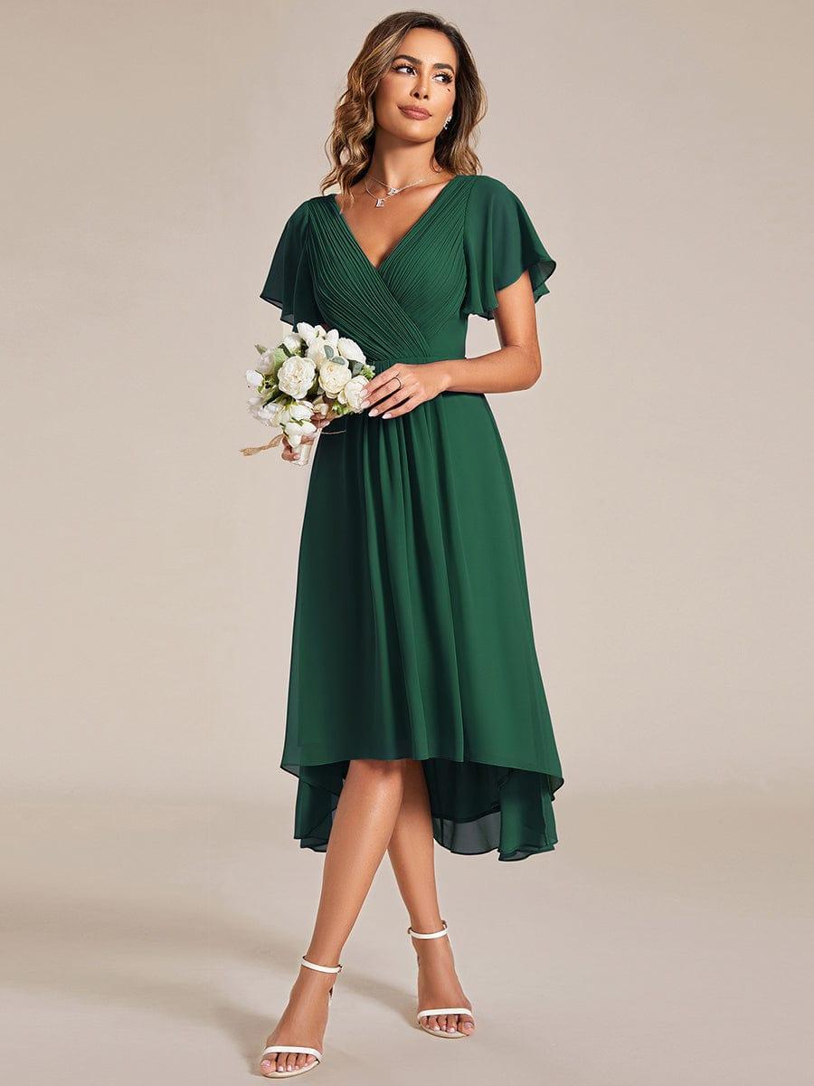 Elegant V-Neck Flowy Wedding Guest Dress