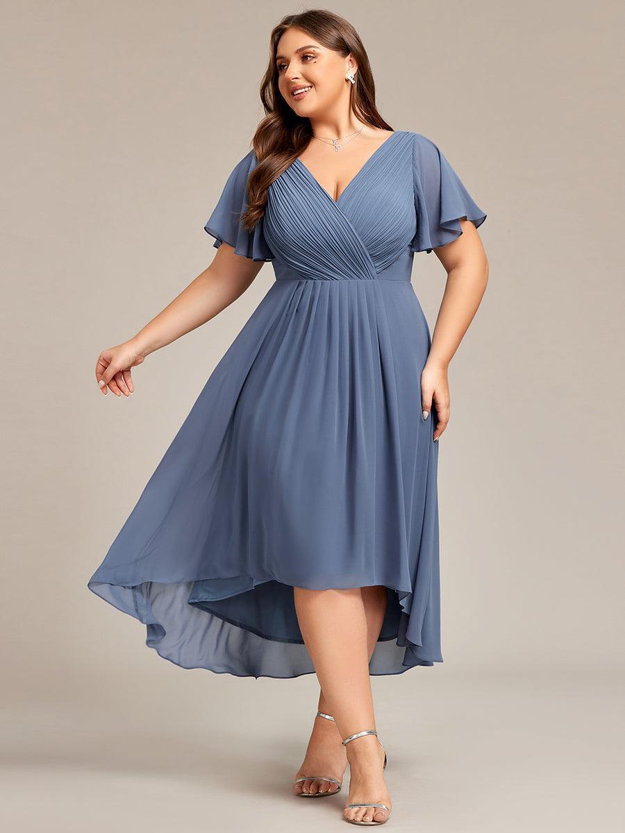 Elegant V-Neck Flowy Wedding Guest Dress