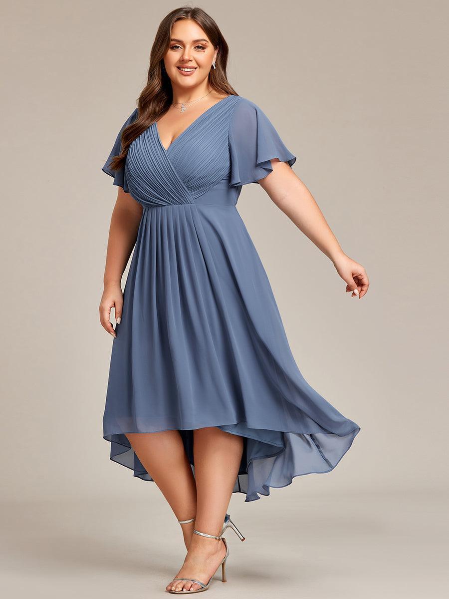 Elegant V-Neck Flowy Wedding Guest Dress