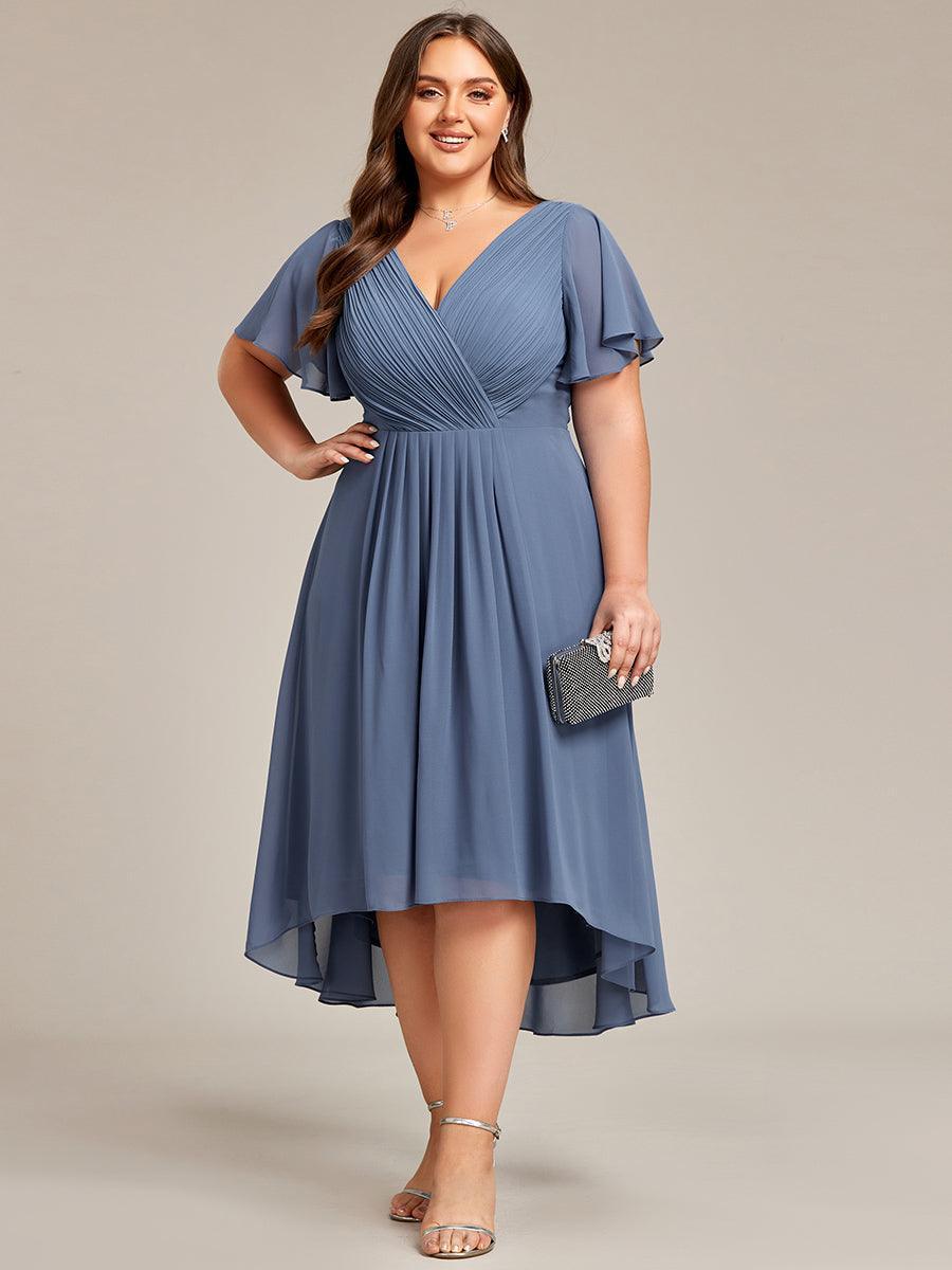 Elegant V-Neck Flowy Wedding Guest Dress