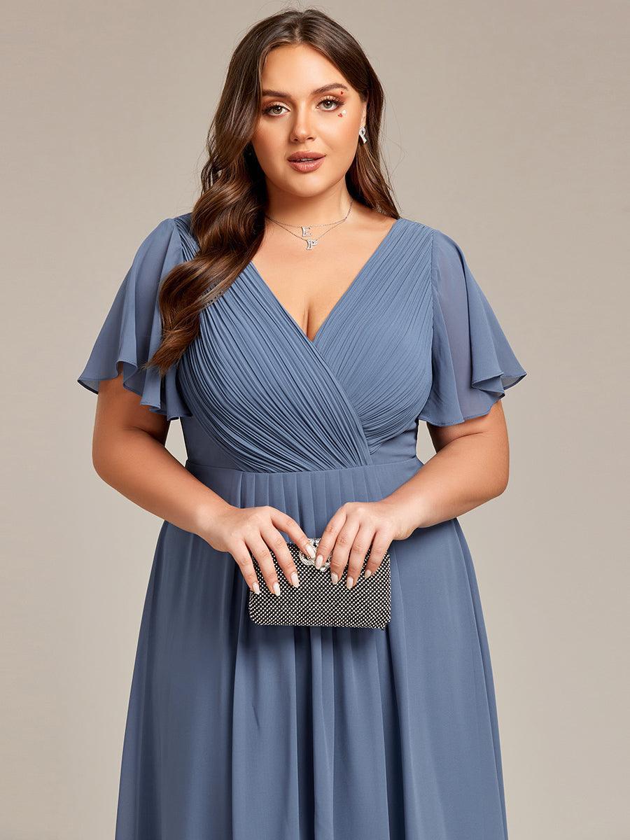 Elegant V-Neck Flowy Wedding Guest Dress