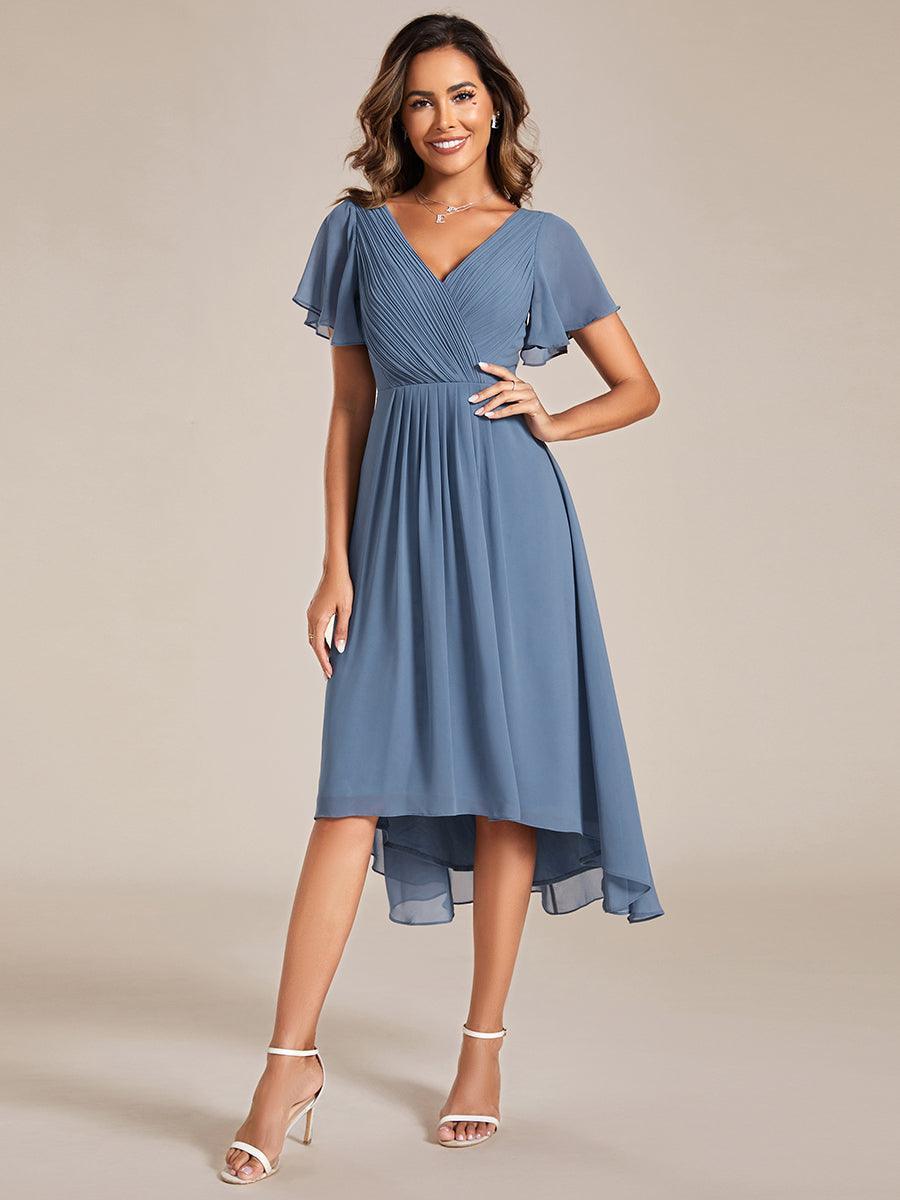 Elegant V-Neck Flowy Wedding Guest Dress