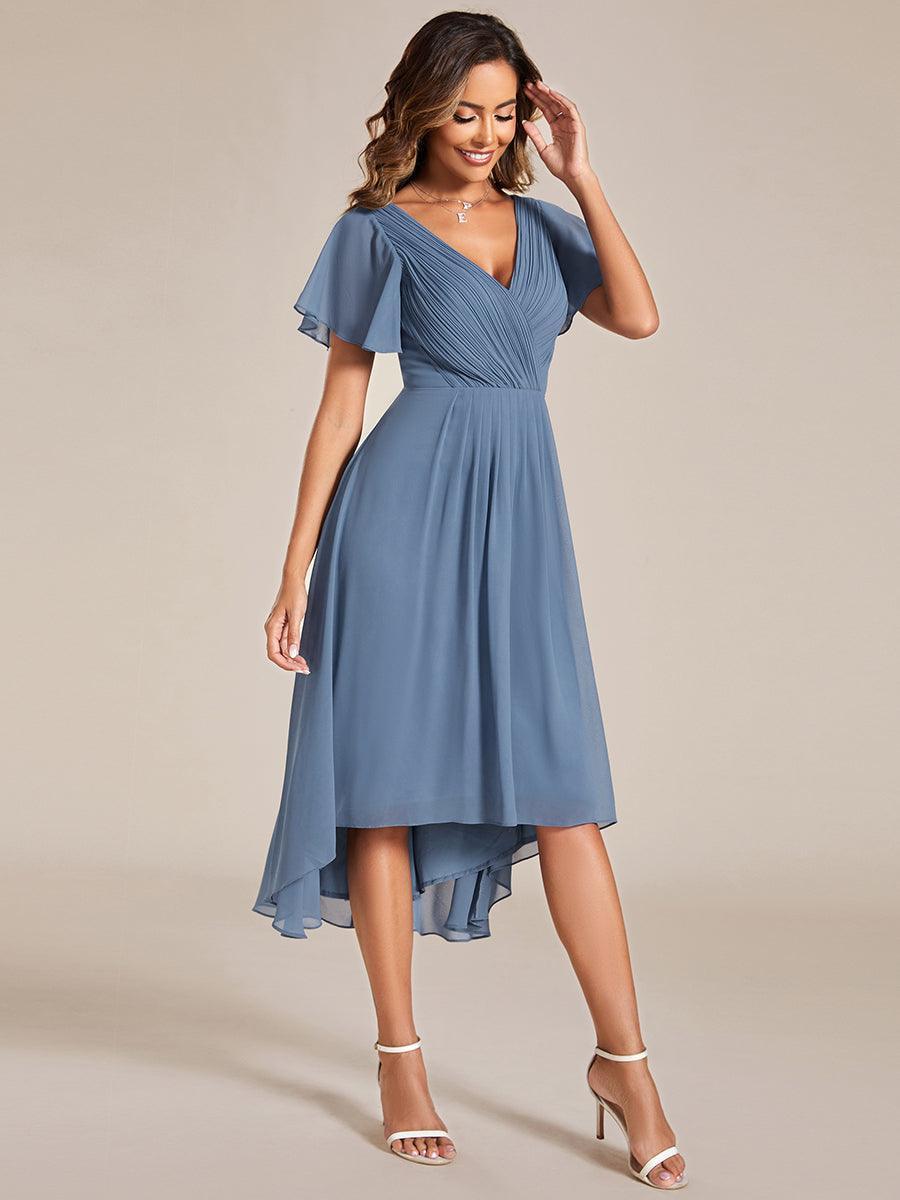 Elegant V-Neck Flowy Wedding Guest Dress