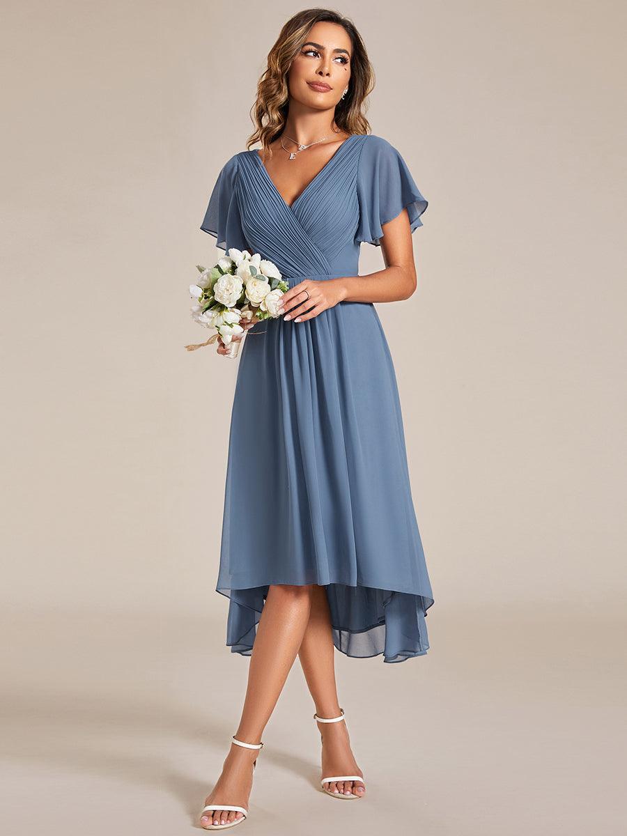 Elegant V-Neck Flowy Wedding Guest Dress