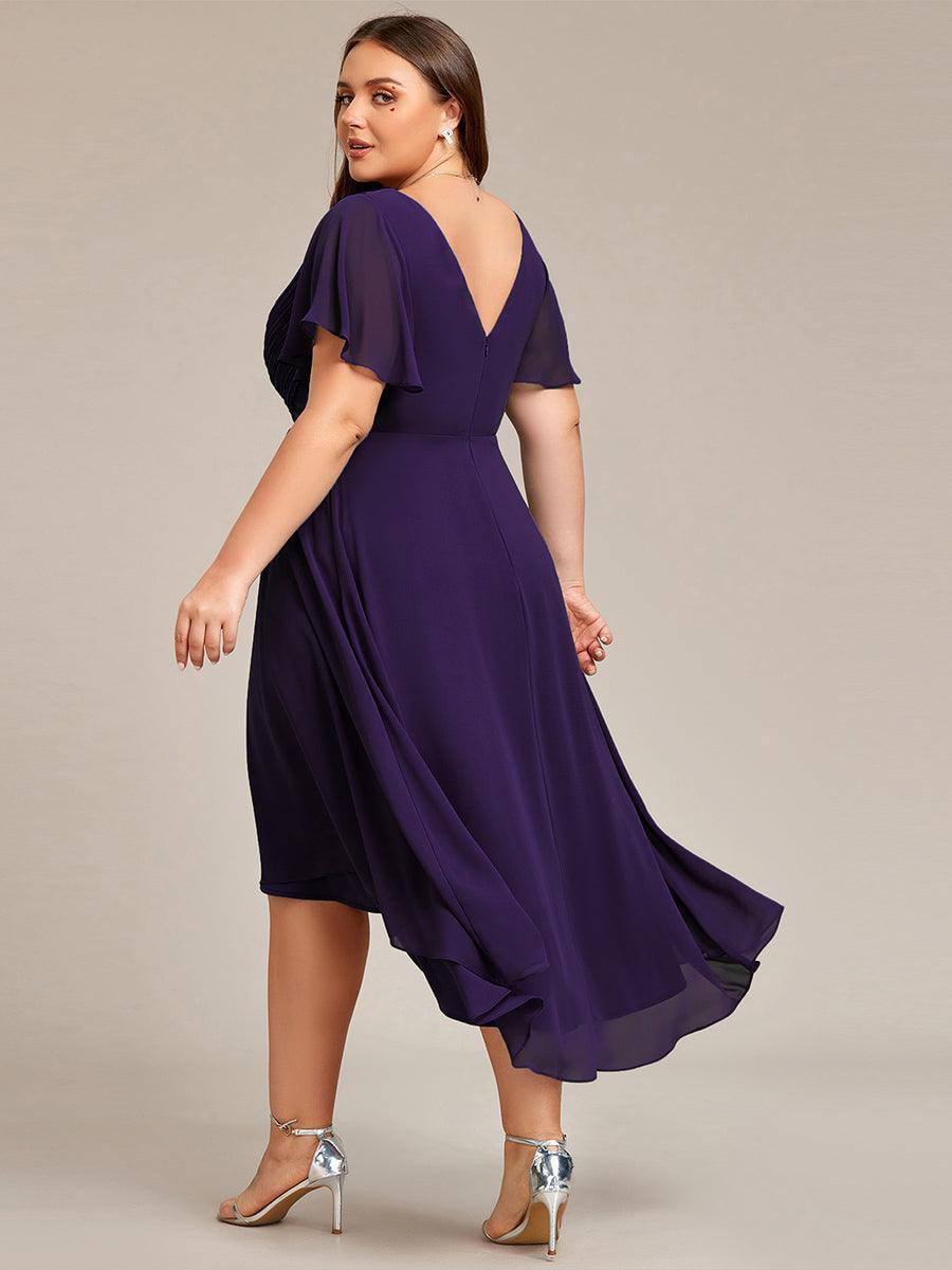Elegant V-Neck Flowy Wedding Guest Dress