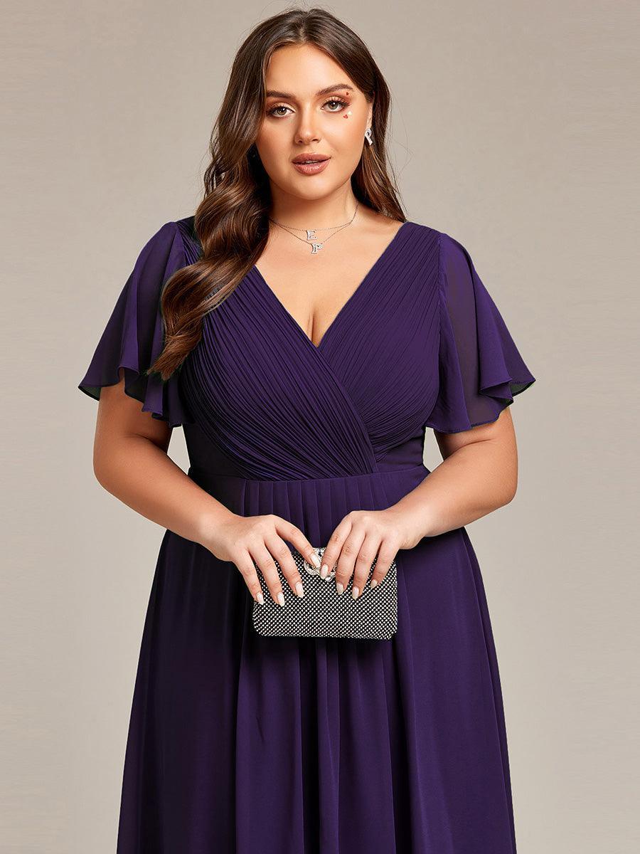 Elegant V-Neck Flowy Wedding Guest Dress