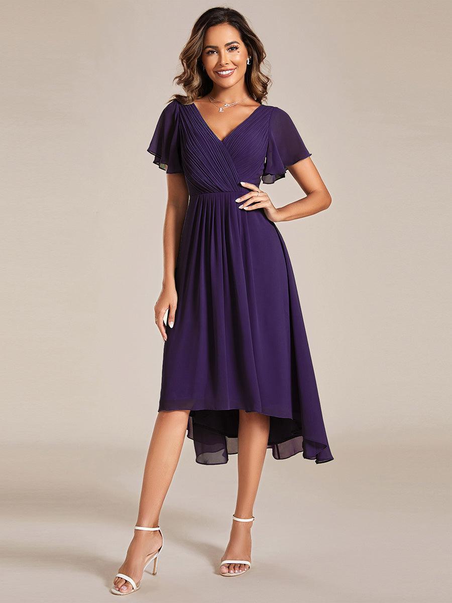 Elegant V-Neck Flowy Wedding Guest Dress