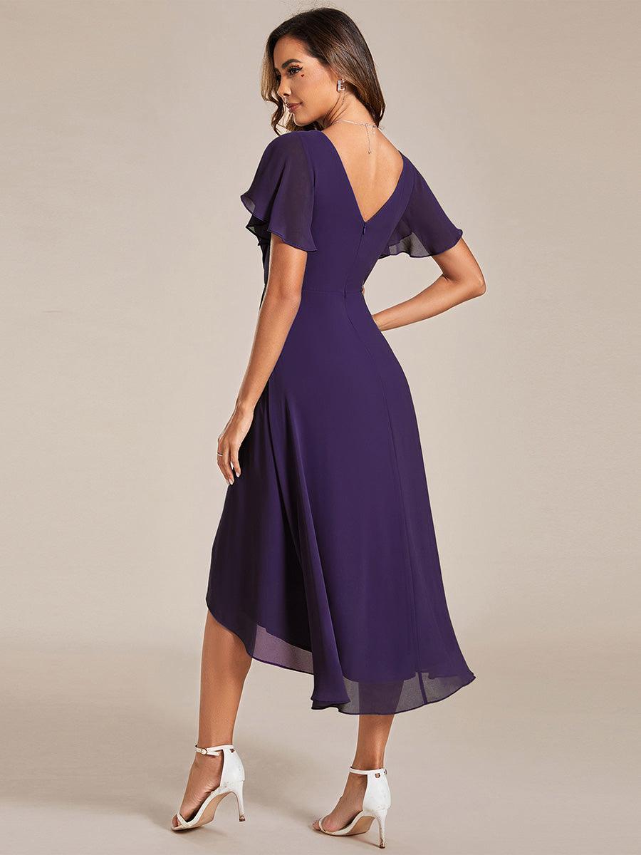 Elegant V-Neck Flowy Wedding Guest Dress