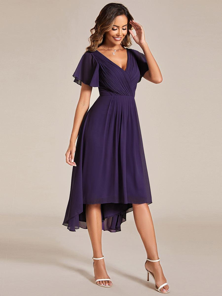 Elegant V-Neck Flowy Wedding Guest Dress