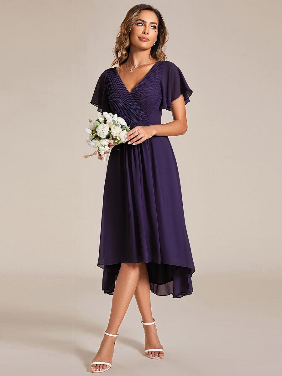 Elegant V-Neck Flowy Wedding Guest Dress