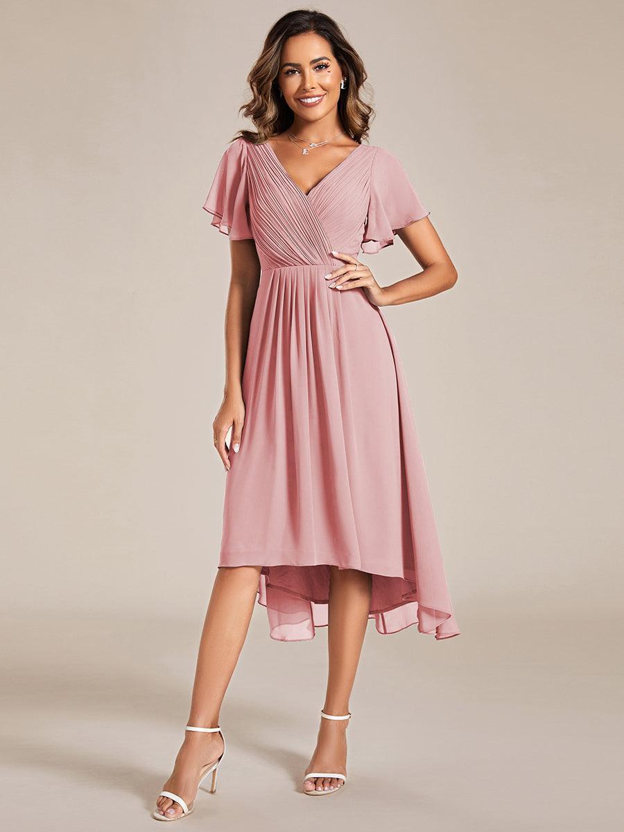Elegant V-Neck Flowy Wedding Guest Dress