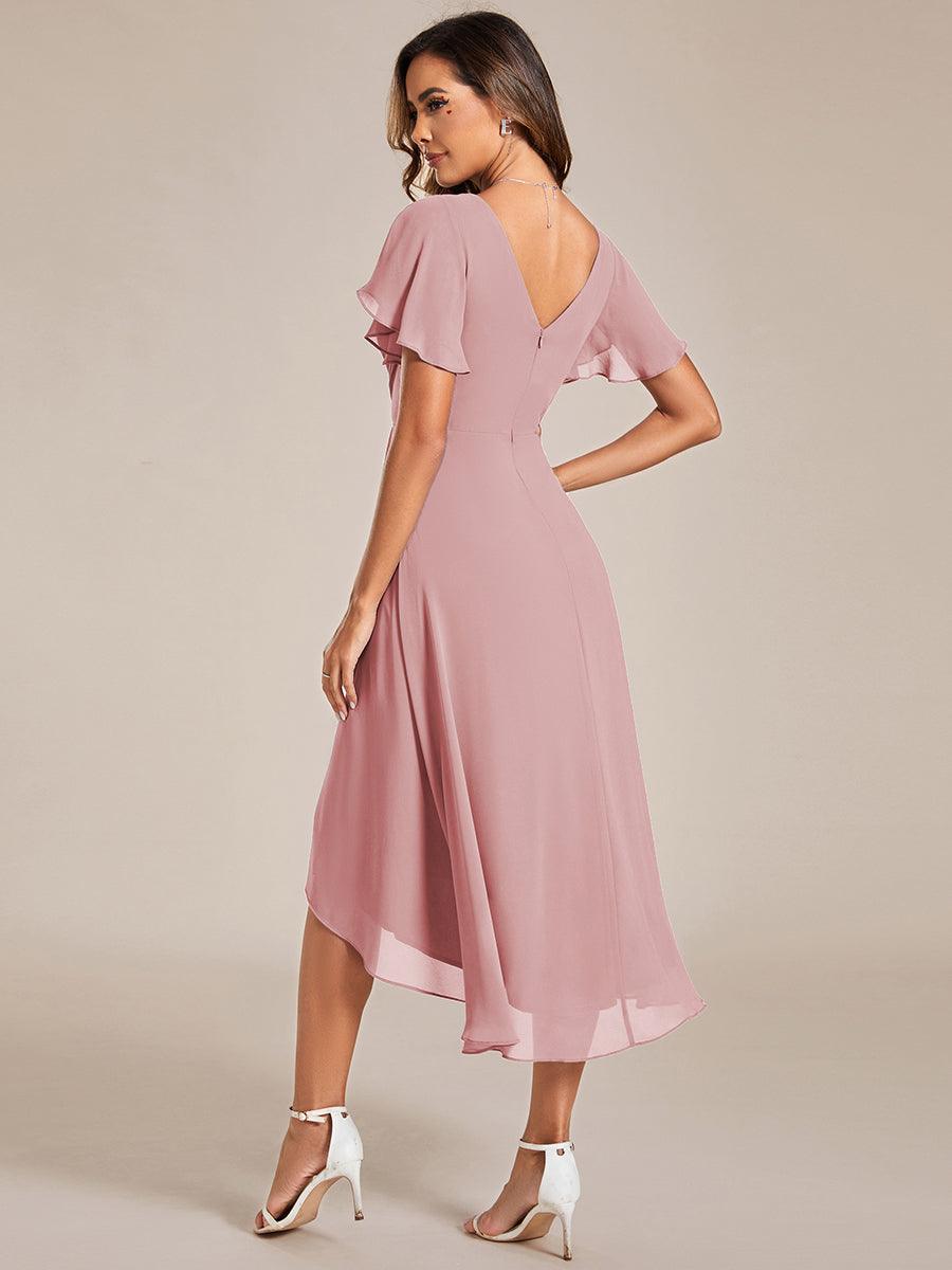 Elegant V-Neck Flowy Wedding Guest Dress