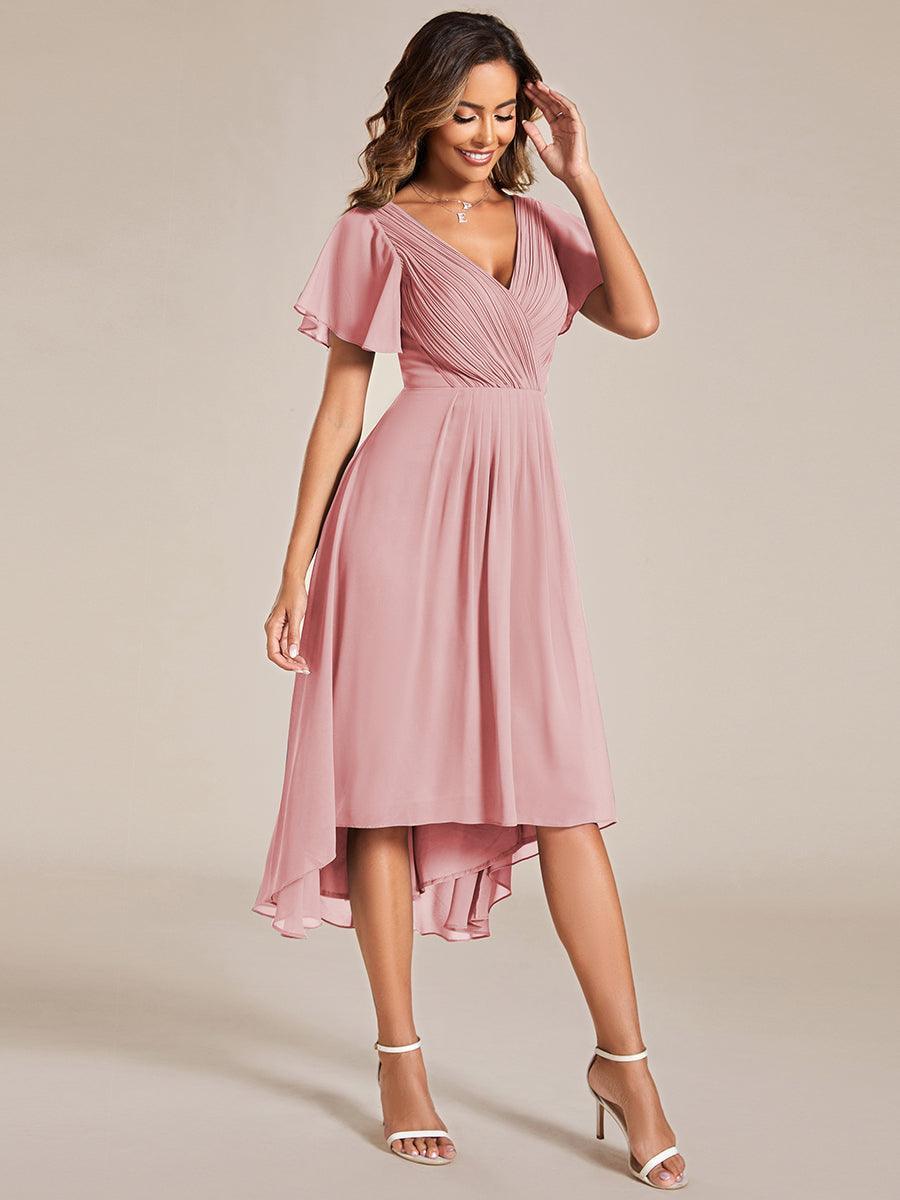 Elegant V-Neck Flowy Wedding Guest Dress