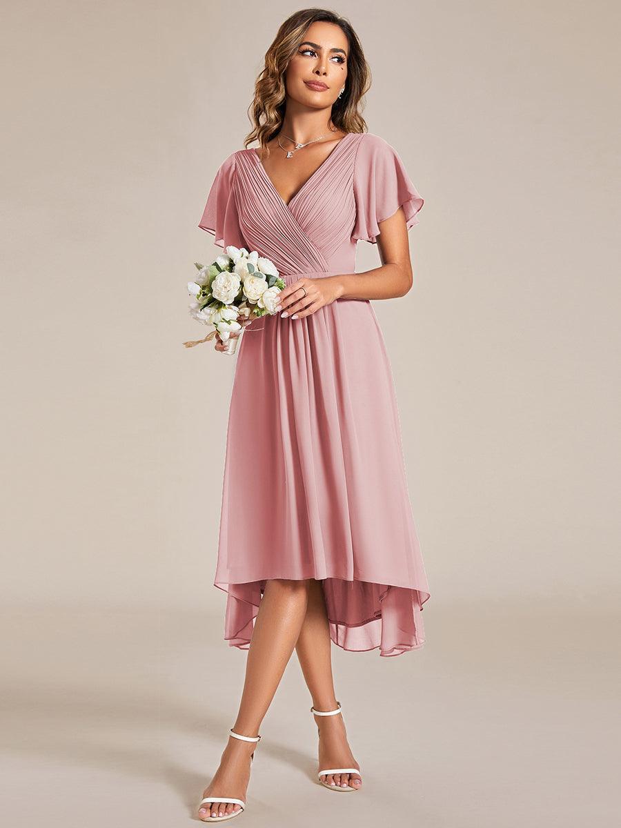 Elegant V-Neck Flowy Wedding Guest Dress