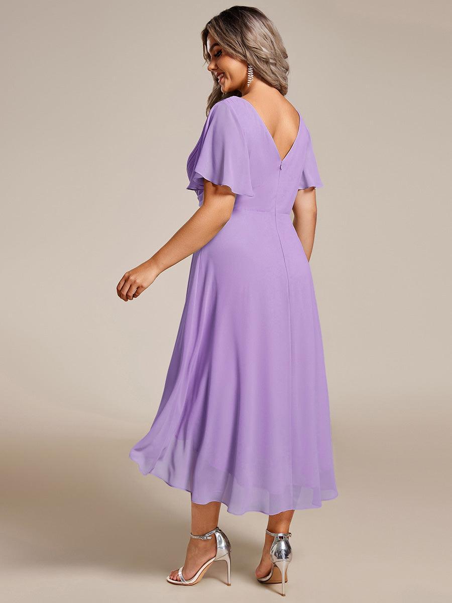 Elegant V-Neck Flowy Wedding Guest Dress