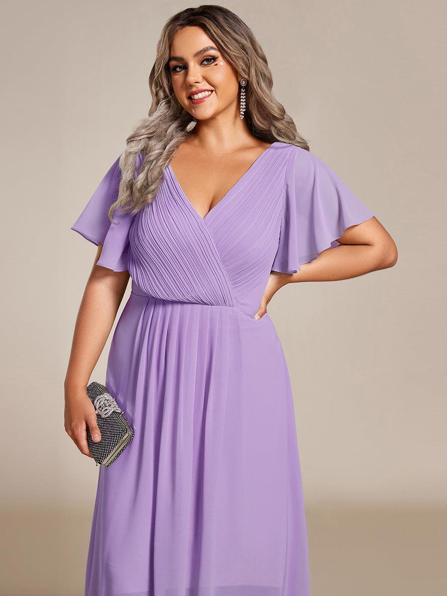 Elegant V-Neck Flowy Wedding Guest Dress