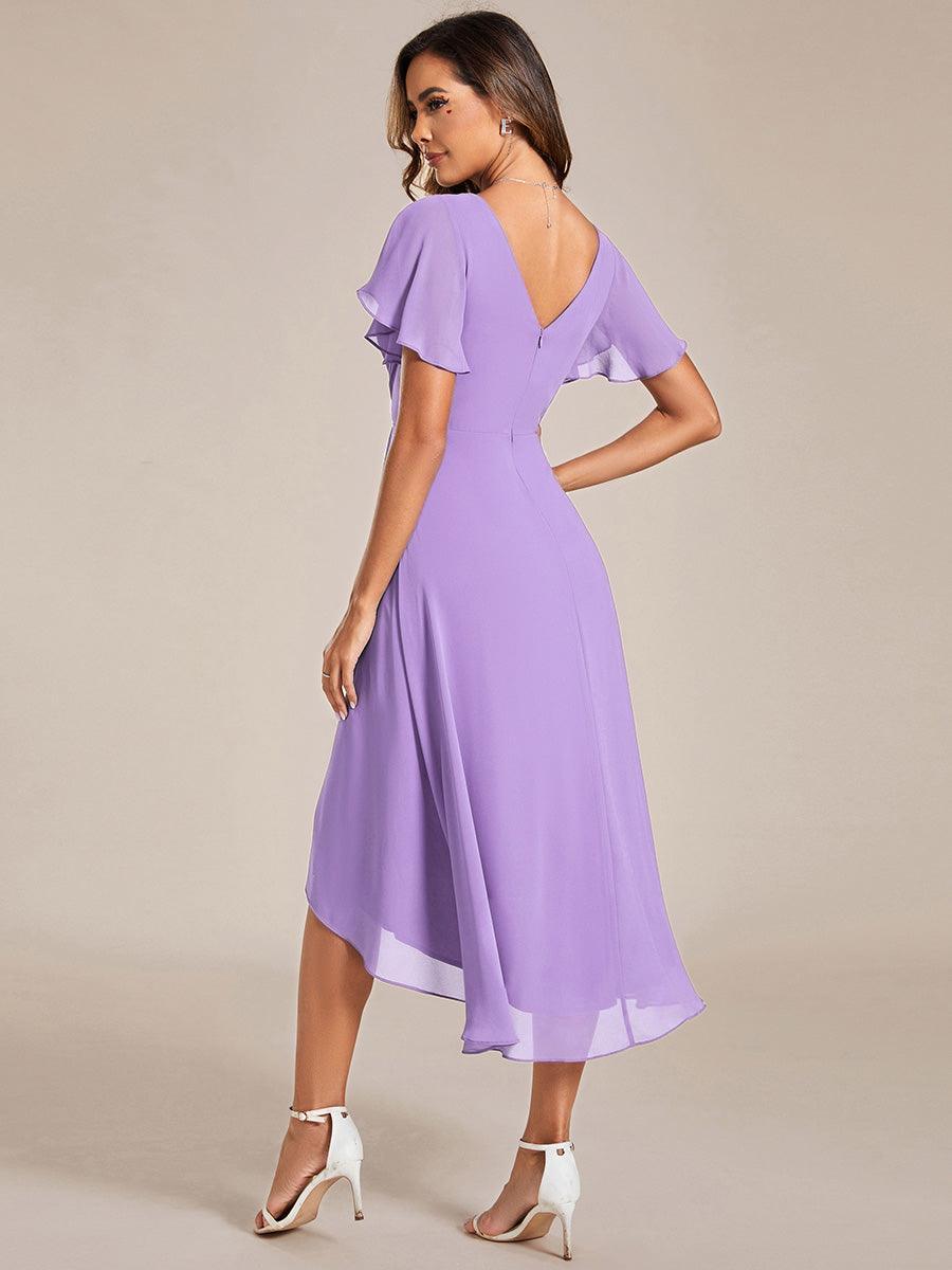 Elegant V-Neck Flowy Wedding Guest Dress