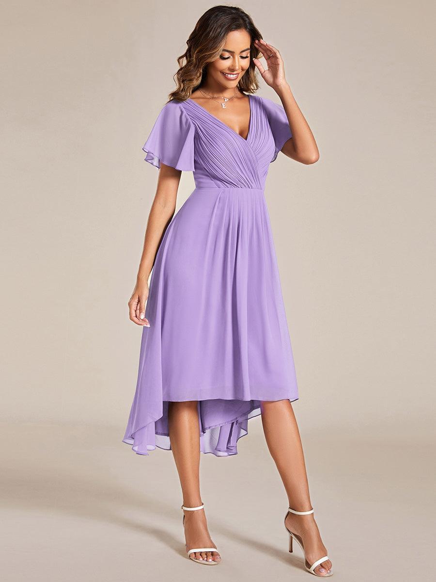 Elegant V-Neck Flowy Wedding Guest Dress
