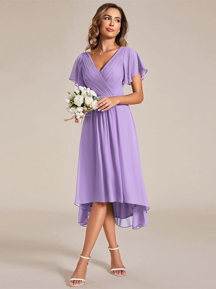 Elegant V-Neck Flowy Wedding Guest Dress