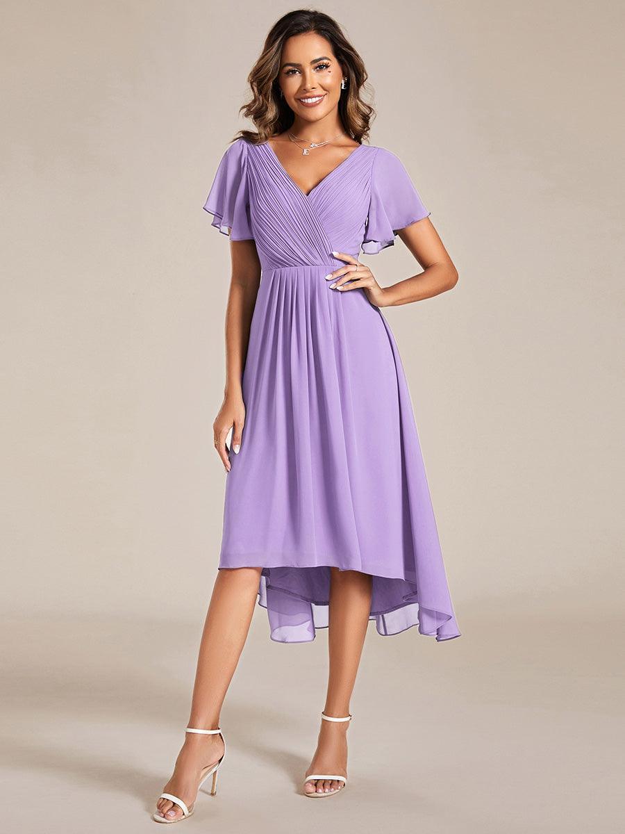 Elegant V-Neck Flowy Wedding Guest Dress