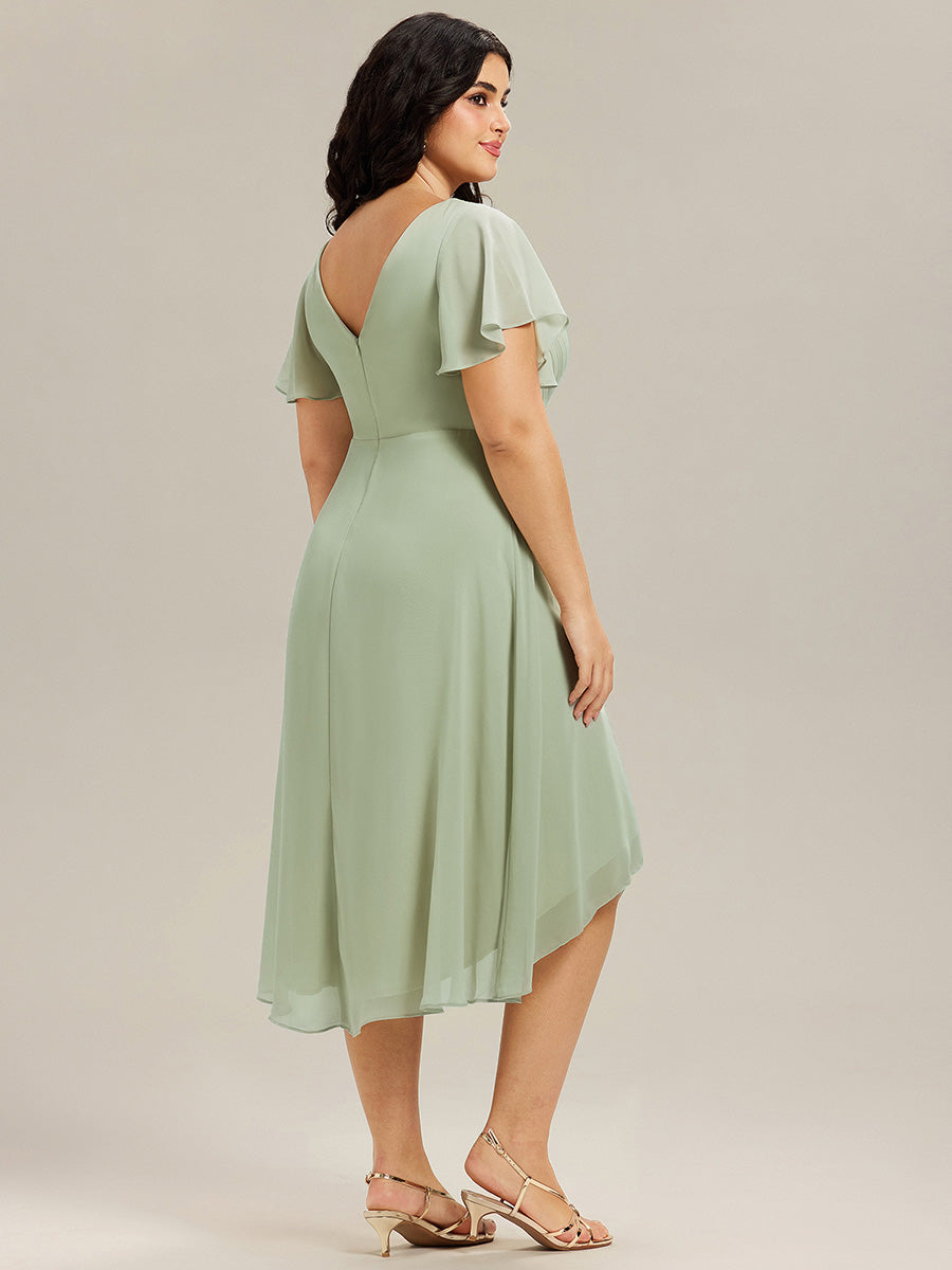 Elegant V-Neck Flowy Wedding Guest Dress