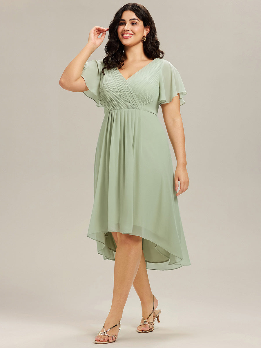 Elegant V-Neck Flowy Wedding Guest Dress