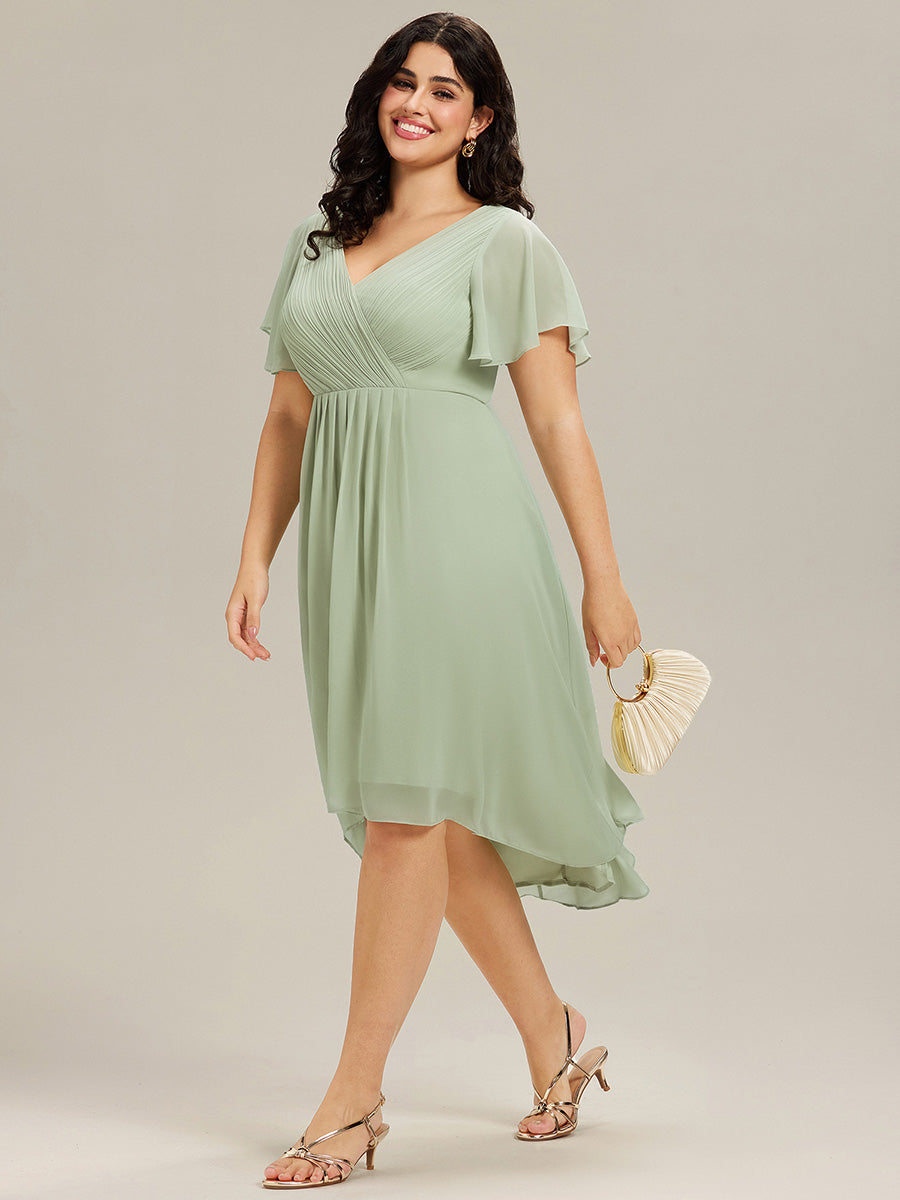 Elegant V-Neck Flowy Wedding Guest Dress